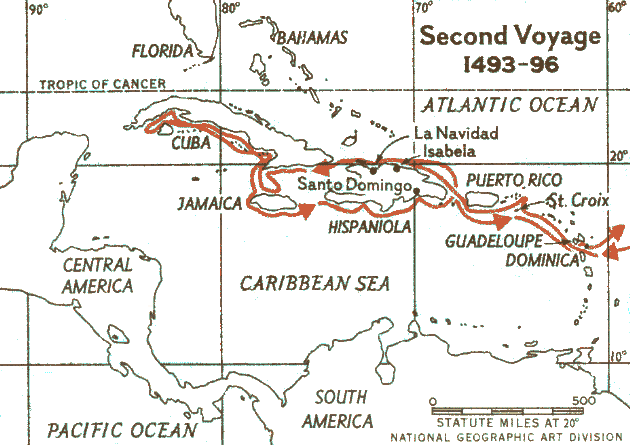 Map of the 
Second Voyage