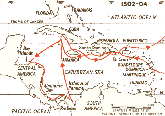 Map of the 
Fourth Voyage